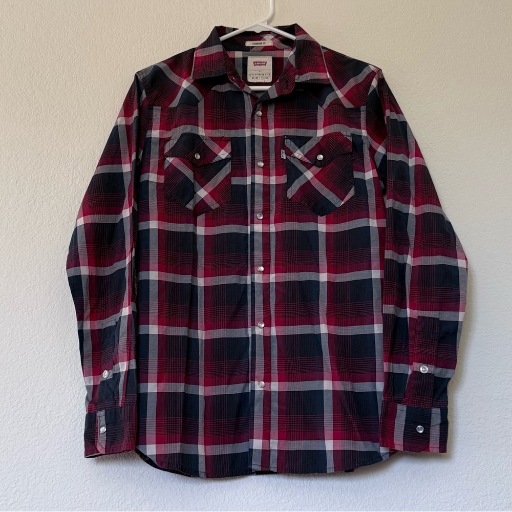 Levi's Standard Fit Long Sleeve Button Front Flannel Shirt Men’s Small - Plaid